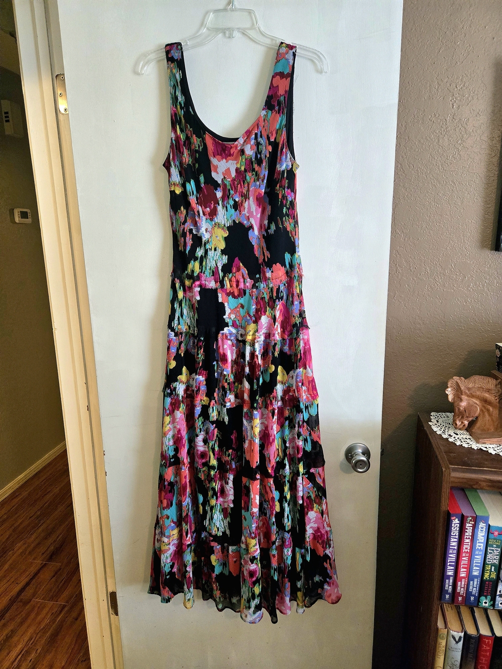 Jones Studio Black Maxi Dress with Pink, Turquoise and Yellow Floral Print